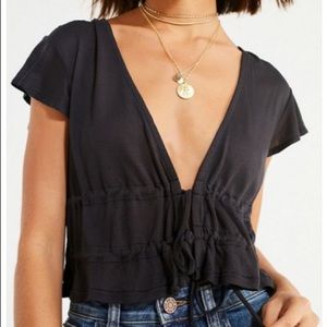NWOT Cropped Ruffle Top